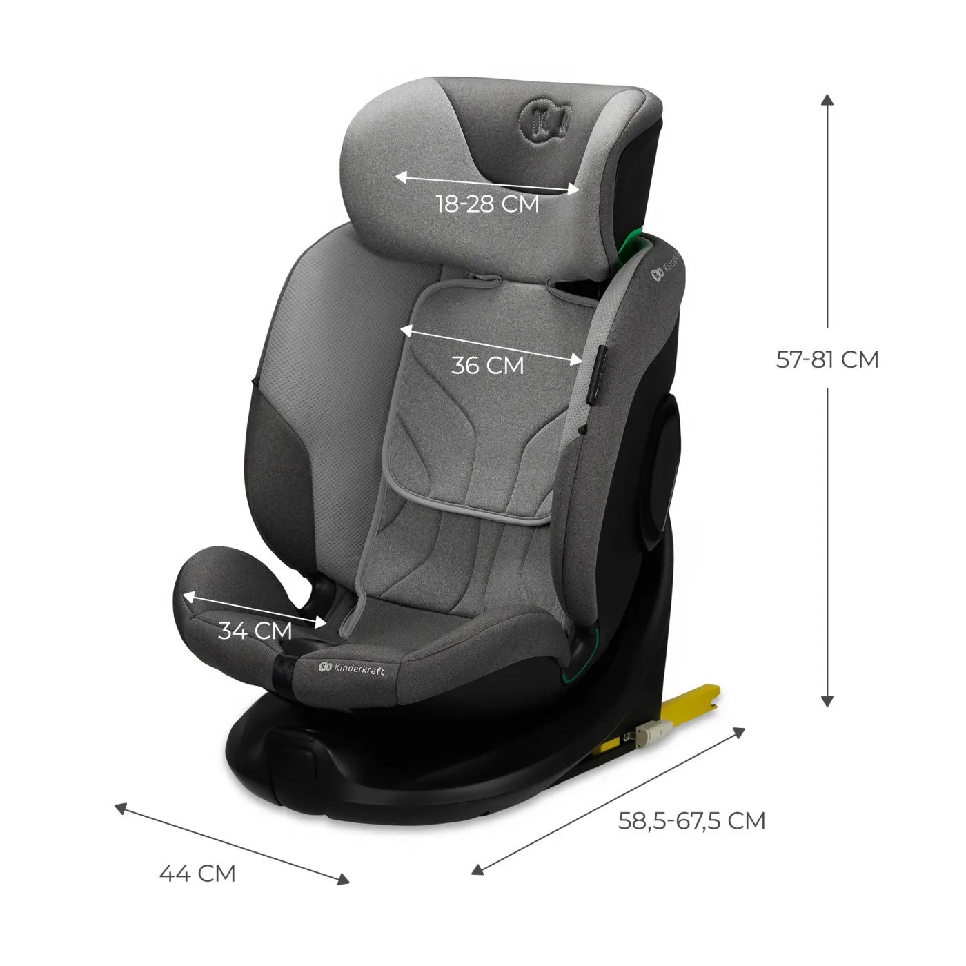 SCAUN AUTO KINDERKRAFT I-FIX, I-SIZE 40-150 CM, COOL GREY, KINDERKRAFT
