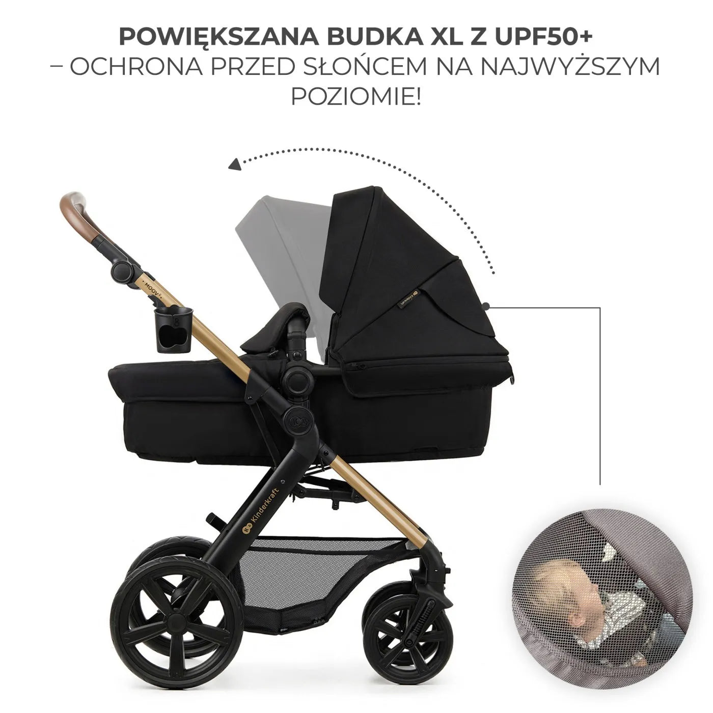 CARUCIOR 3 IN 1 KINDERKRAFT MOOV 2, NEGRU PUR, KINDERKRAFT