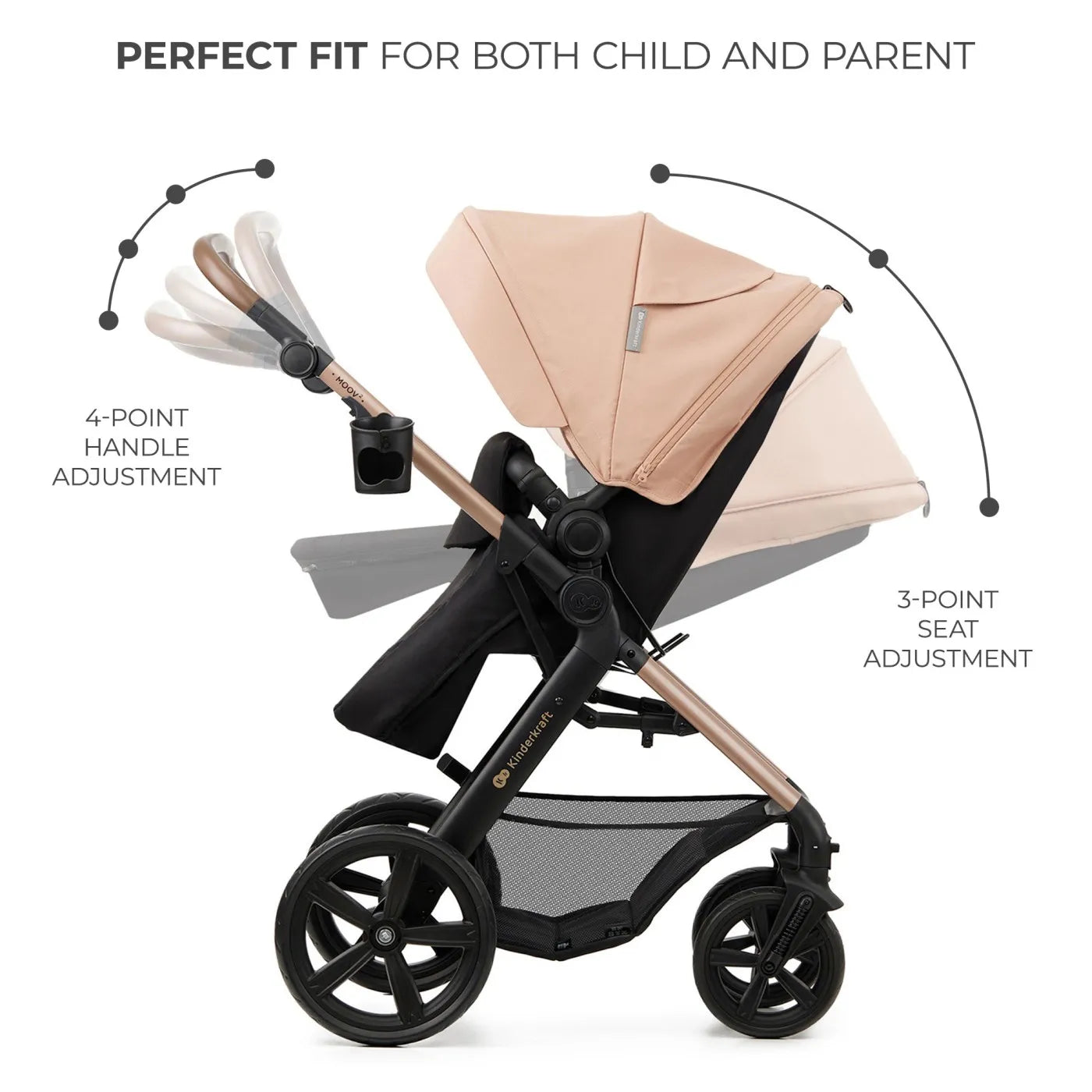 CARUCIOR MULTIFUNCTIONAL KINDERKRAFT MOOV 2 EVA 4IN1 SAND BEIGE, KINDERKRAFT