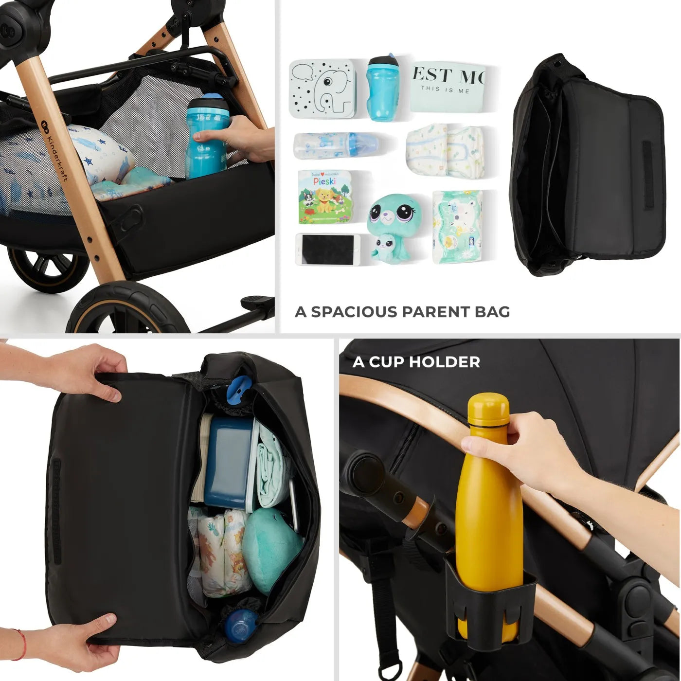 CARUCIOR KINDERKRAFT ESME, 3 IN 1, PURE BLACK, KINDERKRAFT