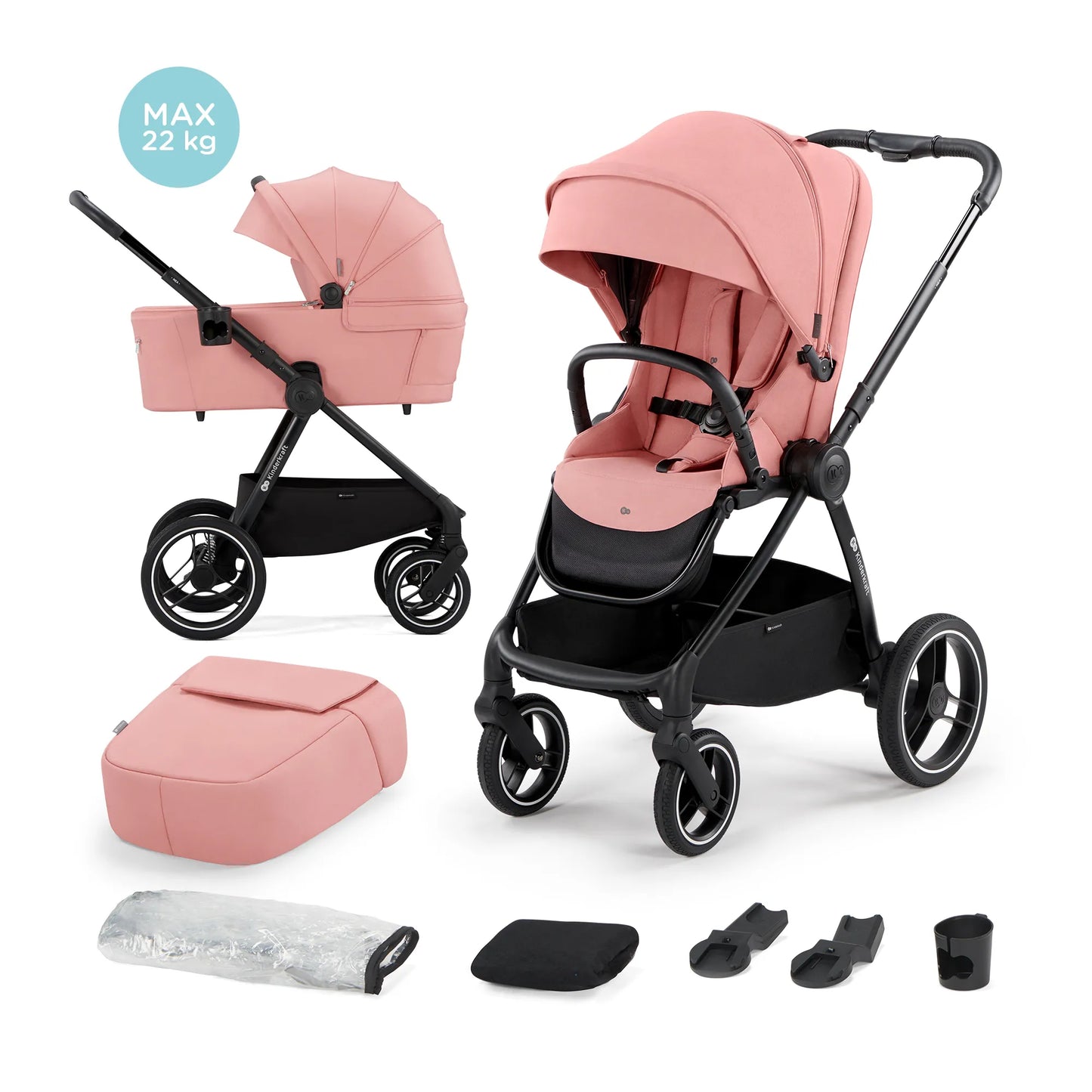 CARUCIOR MULTIFUNCTIONAL KINDERKRAFT NEA, 2 IN 1, ASH PINK, KINDERKRAFT