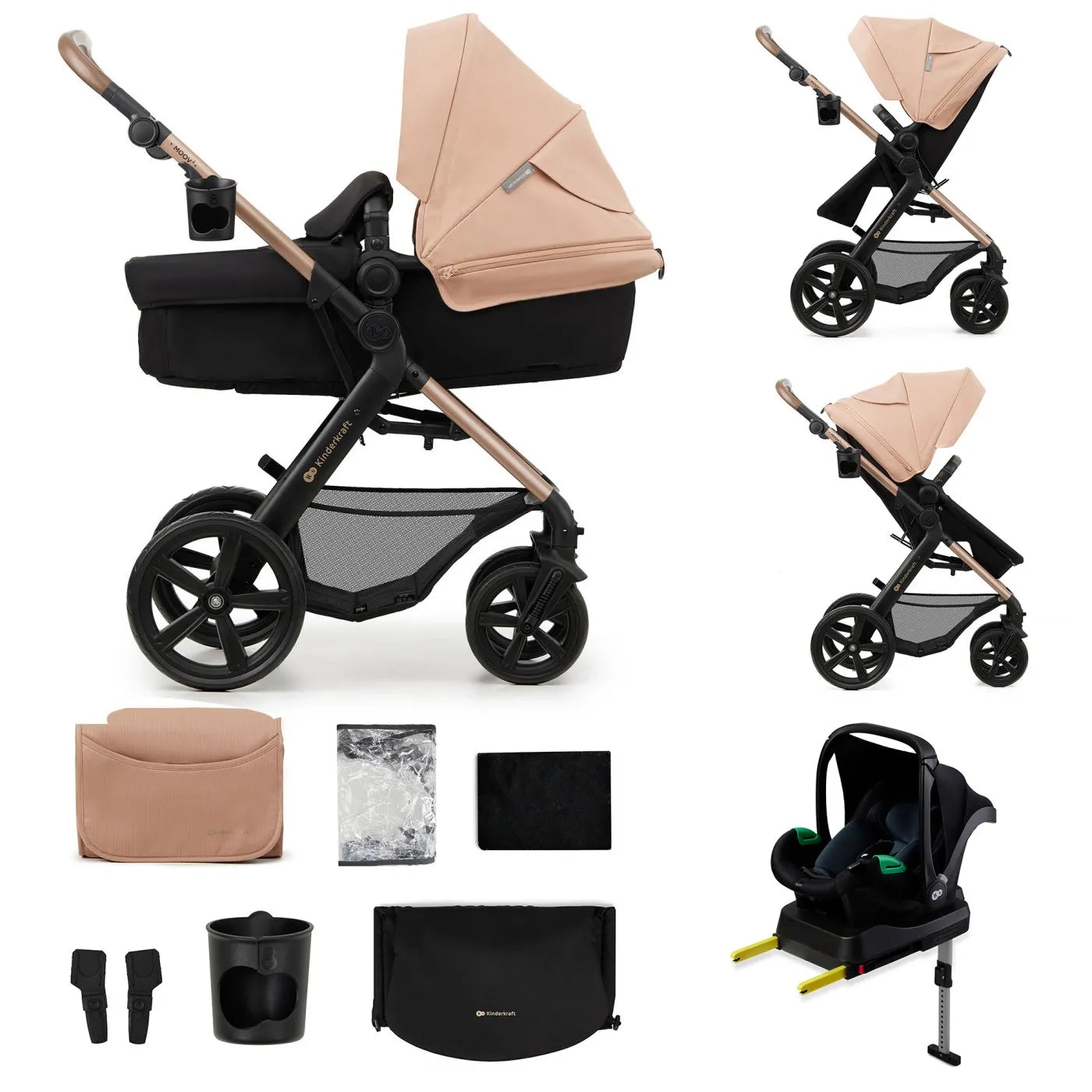 CARUCIOR MULTIFUNCTIONAL KINDERKRAFT MOOV 2 EVA 4IN1 SAND BEIGE, KINDERKRAFT
