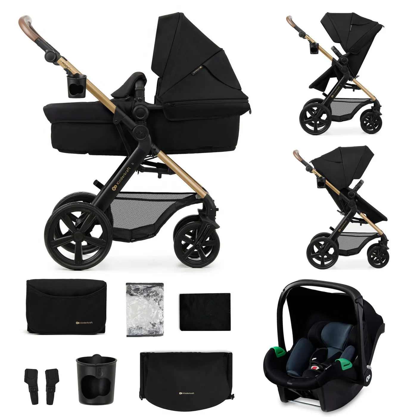 CARUCIOR 3 IN 1 KINDERKRAFT MOOV 2, NEGRU PUR, KINDERKRAFT