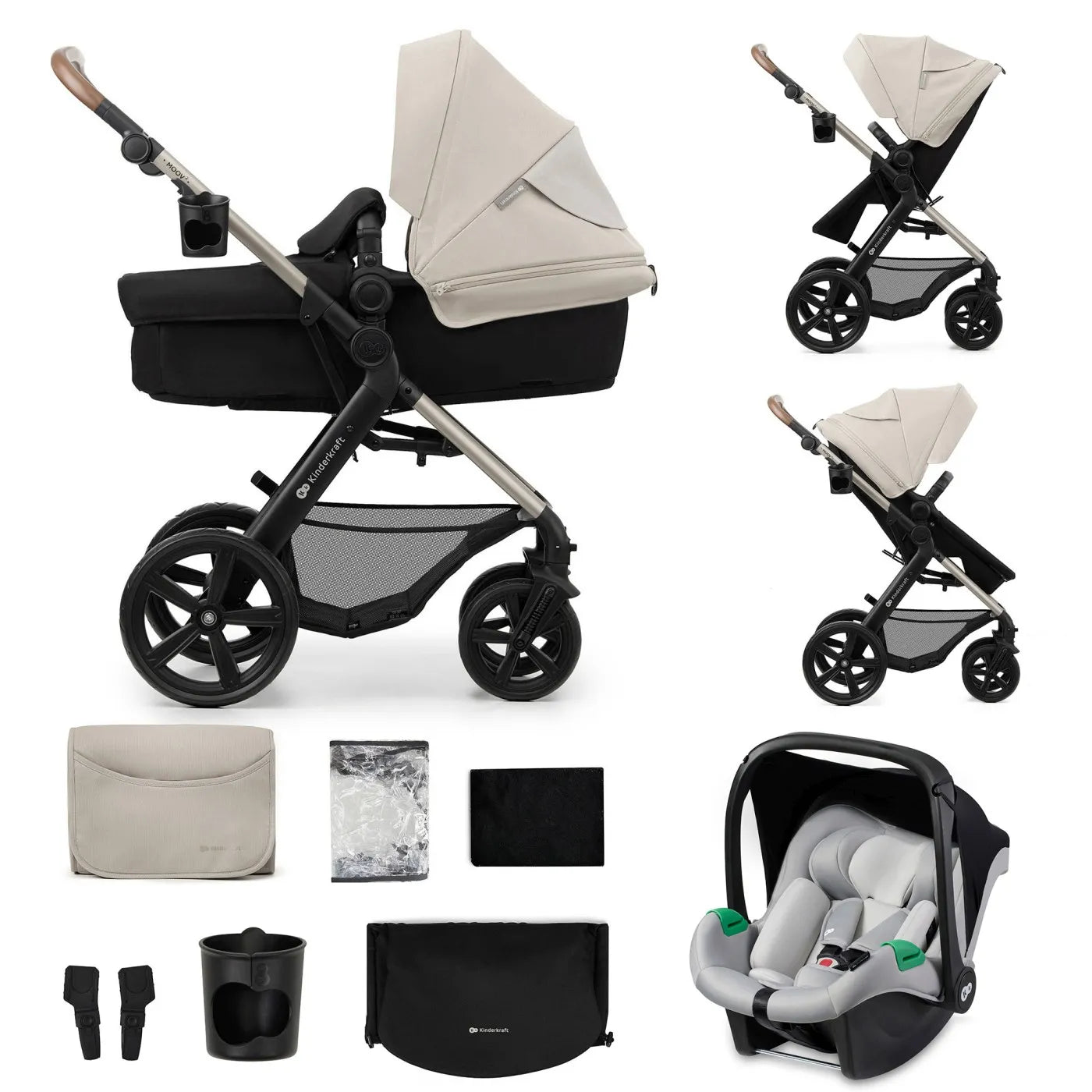 CARUCIOR 3 IN 1 KINDERKRAFT MOOV 2, MOONLIGHT GREY, KINDERKRAFT
