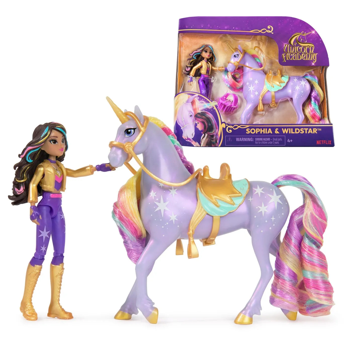 UNICORN ACADEMY SET SOPHIA SI WILDSTAR CU ACCESORII DE CALARIE, UNICORN ACADEMY