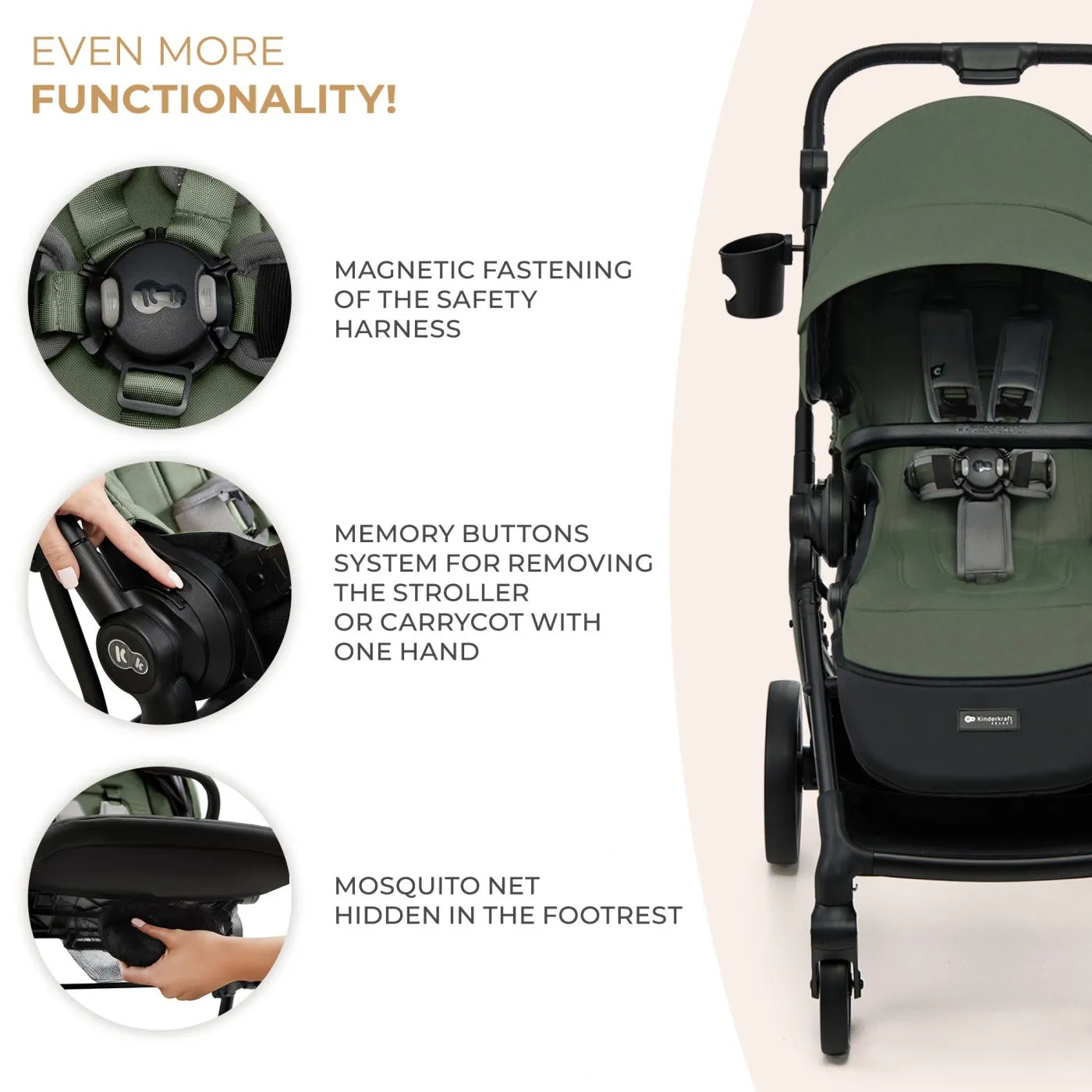 CARUCIOR KINDERKRAFT YOXI 3IN1 (MINK PRO) MISTIC GREEN, KINDERKRAFT