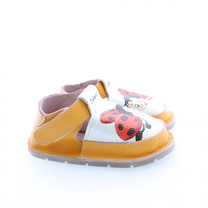 Pantofi / Sandale personalizate din piele naturala cu print digital - Buburuza