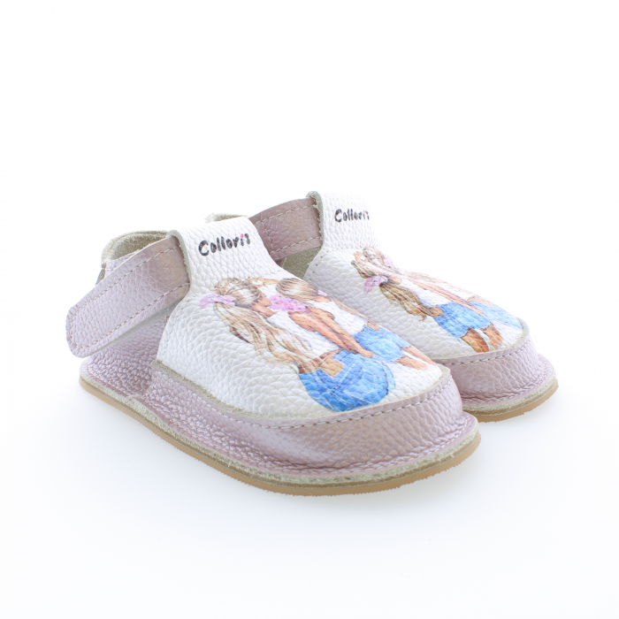 Pantofi / Sandale personalizate din piele naturala cu print digital - Fata mamei