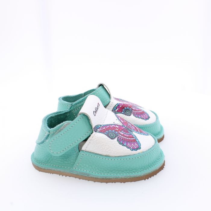 Pantofi / Sandale personalizate din piele naturala cu print digital - Fluture
