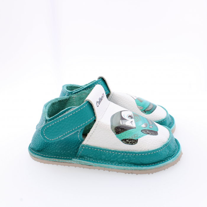 Pantofi / Sandale personalizate din piele naturala cu print digital - Masina