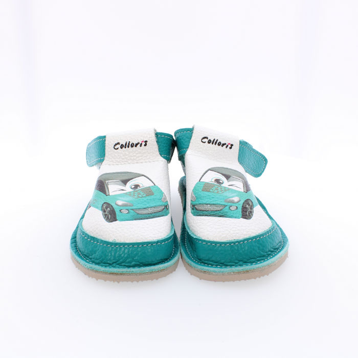 Pantofi / Sandale personalizate din piele naturala cu print digital - Masina