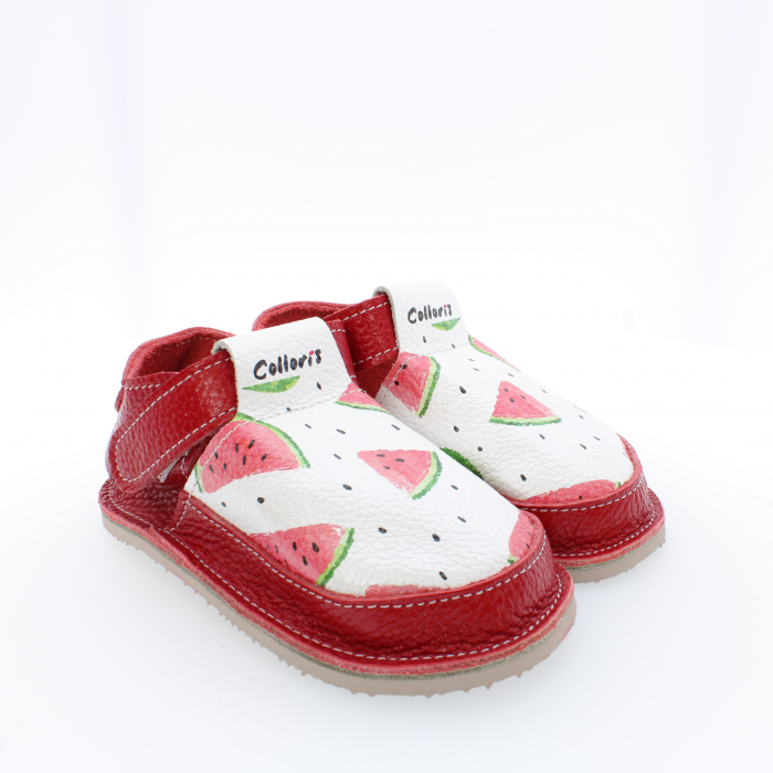 Pantofi / Sandale personalizate din piele naturala cu print digital - Pepene rosu