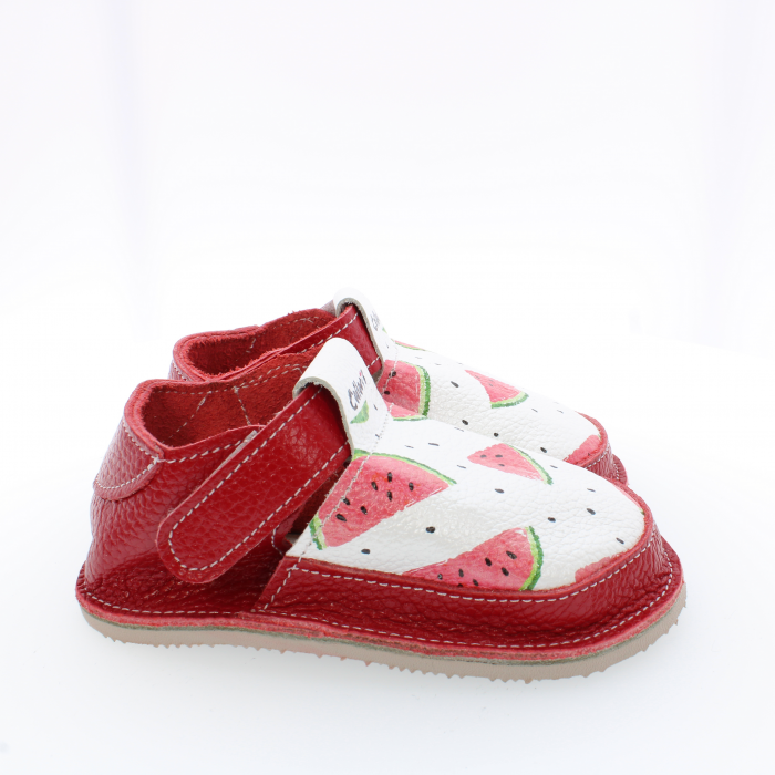 Pantofi / Sandale personalizate din piele naturala cu print digital - Pepene rosu