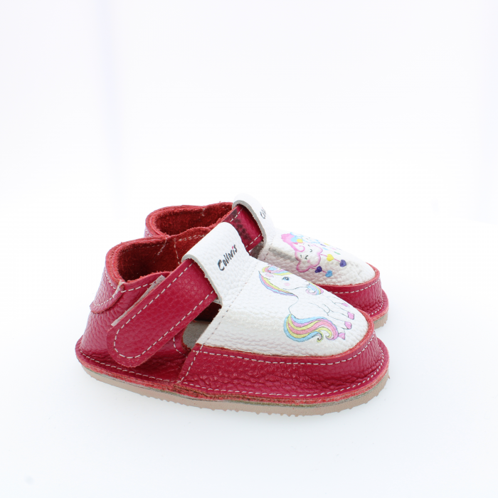 Pantofi / Sandale personalizate din piele naturala cu print digital - Unicorn