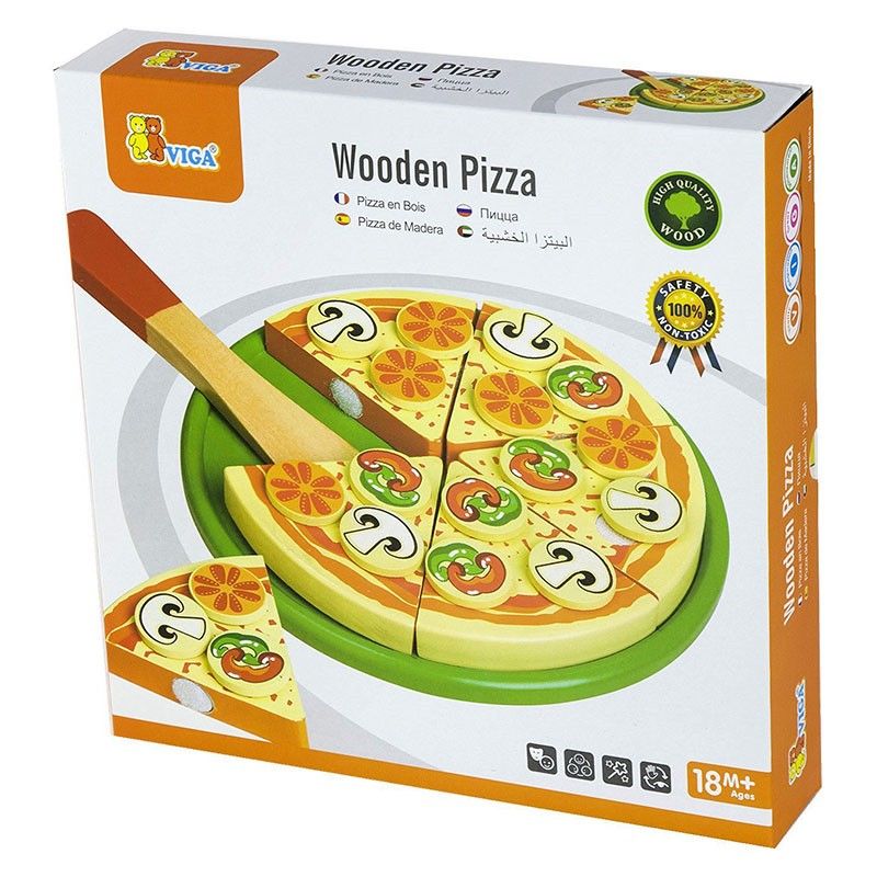 Pizza feliabila din lemn, Viga Toys