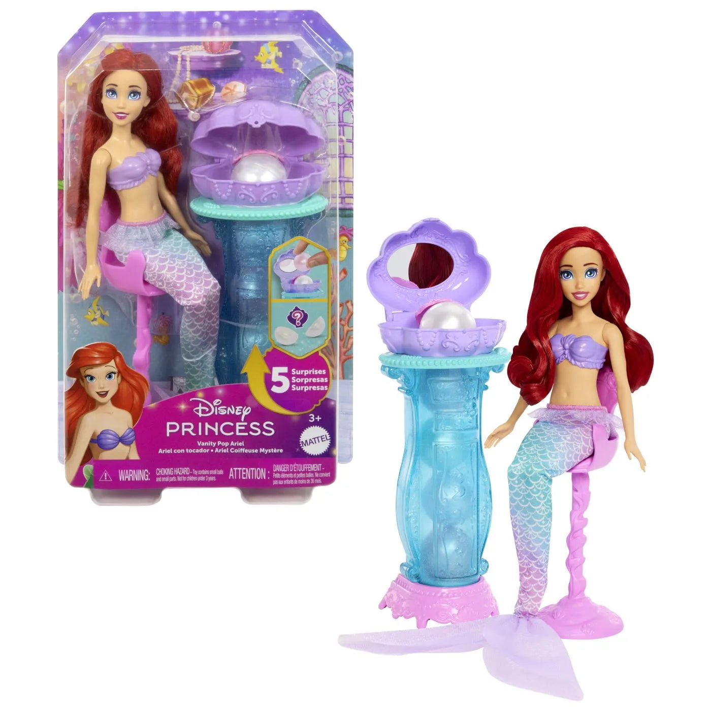 DISNEY PRINCESS PAPUSA ARIEL SI MASUTA DE MACHIAJ CU SURPRIZE, DISNEY PRINCESS
