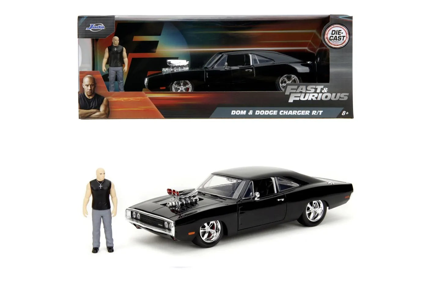 JADA FAST AND FURIOUS SET FIGURINA DOM SI MASINUTA METALICA DODGE CHARGER 1970 SCARA 1 LA 24, JADATOYS - FAST AND FURIOUS