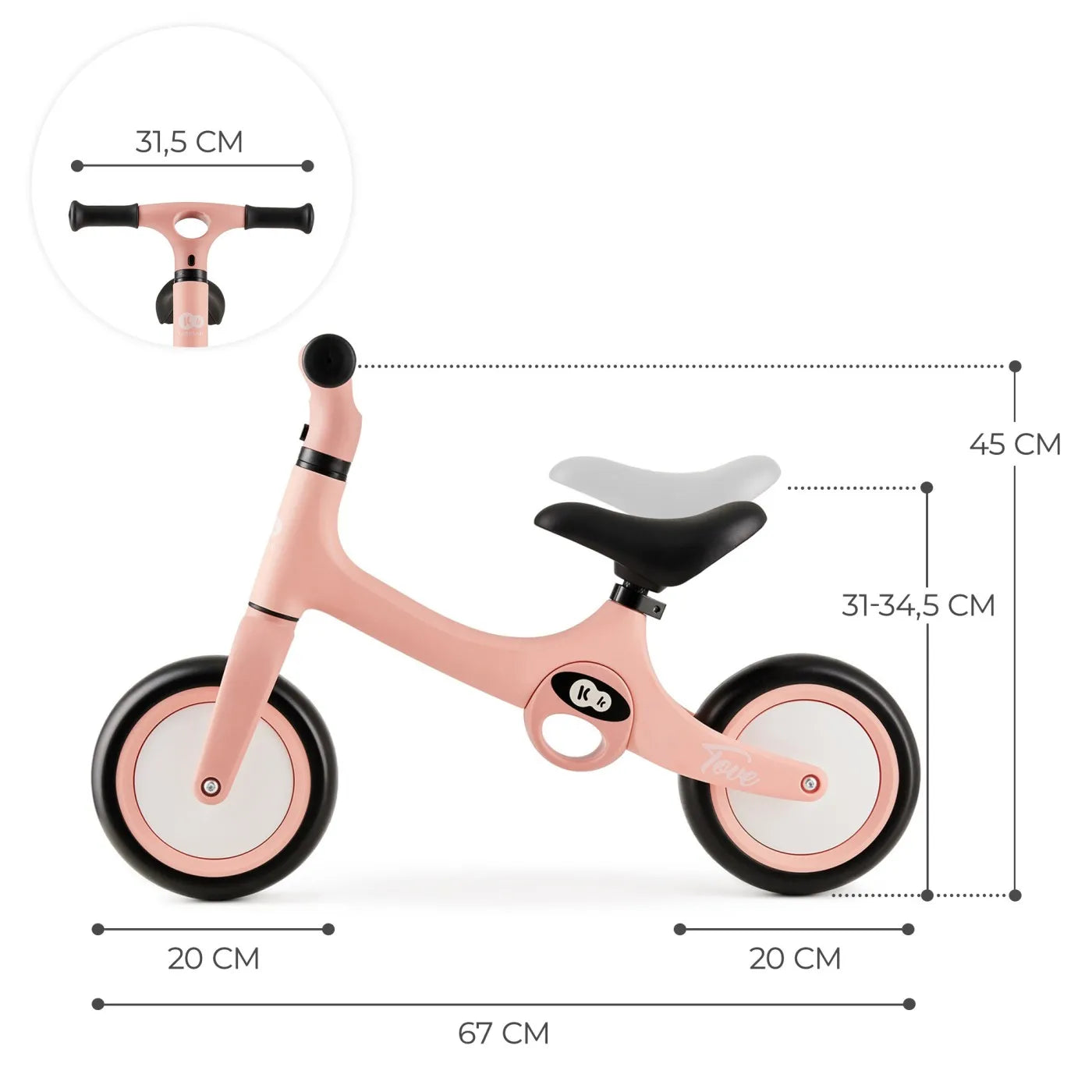 BICICLETA FARA PEDALE KINDERKRAFT TOVE, ROZ, KINDERKRAFT