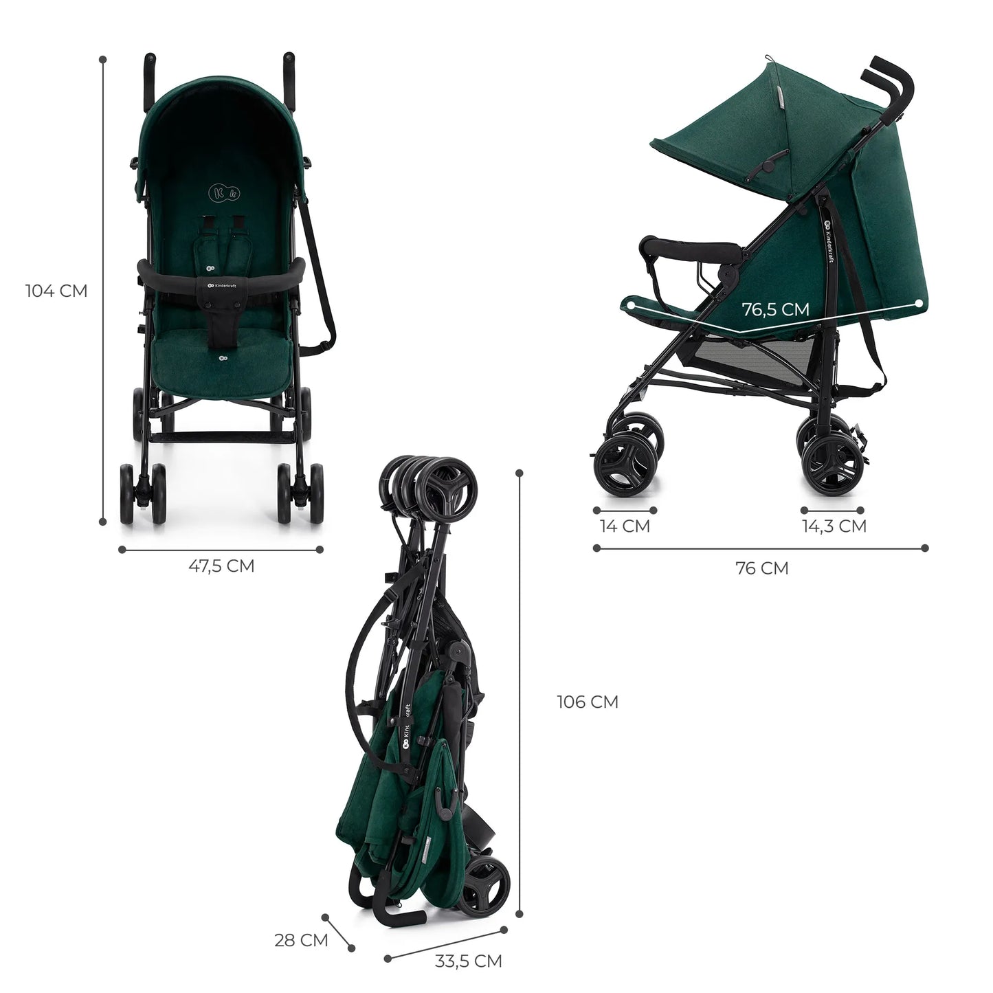 CARUCIOR SPORT KINDERKRAFT TIK, TIP UMBRELA, GREEN FOREST, KINDERKRAFT