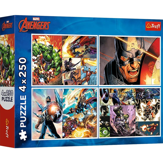 PUZZLE TREFL 4X250 AVENGERS MARVEL ZILE EROICE, TREFL 4X250