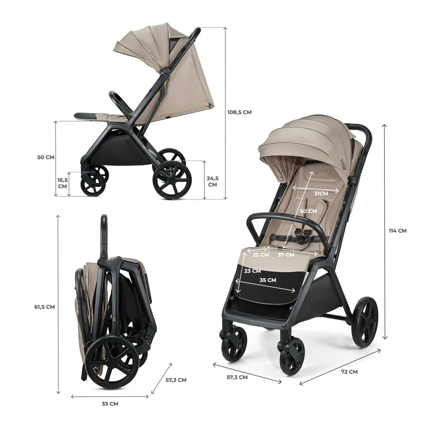 CARUCIOR SPORT KINDERKRAFT LOOM, 0-22 KG, LINEN BEIGE, KINDERKRAFT