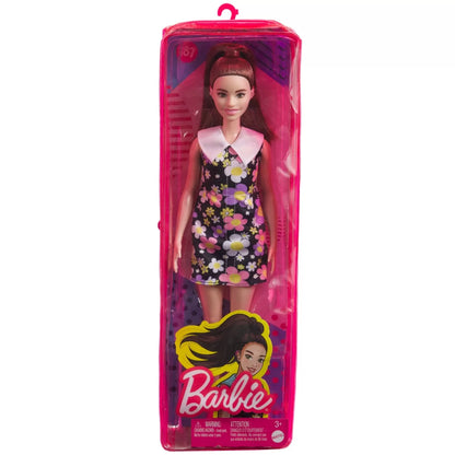 PAPUSA BARBIE FASHIONISTA SATENA CU ROCHIE CU IMPRIMEU FLORAL, BARBIE - FASHIONISTAS