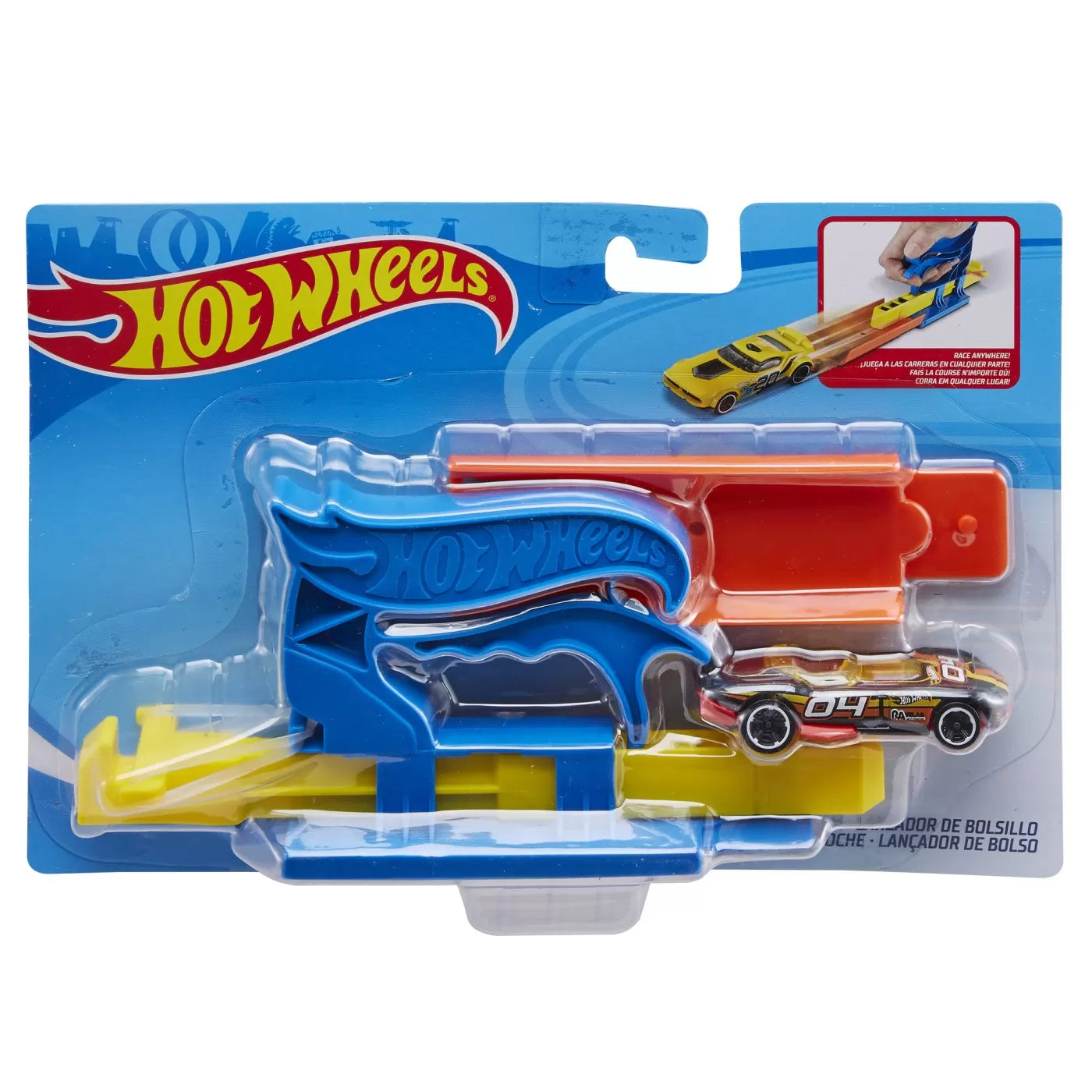 HOT WHEELS SET LANSATOR PORTABIL ALBASTRU SI MASINUTA, HOT WHEELS - VEHICULE