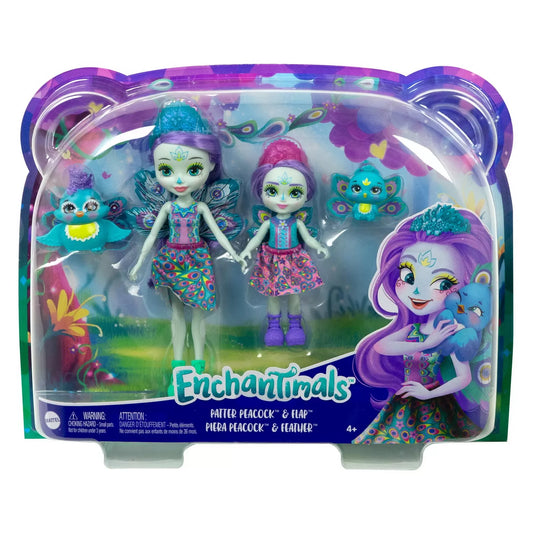 ENCHANTIMALS SET PAPUSI SURORI SI ANIMALUTELE LOR PATTER PEACOCK SI FLAP SI PIERA PEACOCK SI FEATHER, ENCHANTIMALS - SET