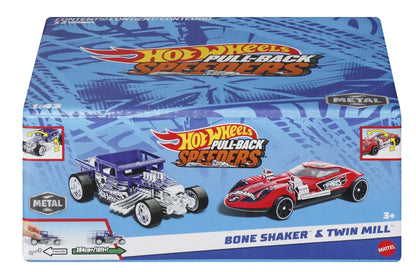 HOT WHEELS SET 2 MASINUTE METALICE PULL BACK BONE SHAKER SI TWIN MILL 1:43, HOT WHEELS - VEHICULE