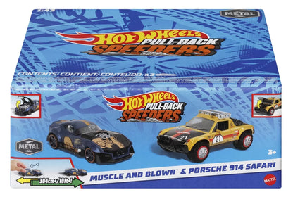 HOT WHEELS SET 2 MASINUTE METALICE PULL BACK MUSCLE AND BLOWN SI PORSCHE 914 SAFARI 1:43, HOT WHEELS - VEHICULE