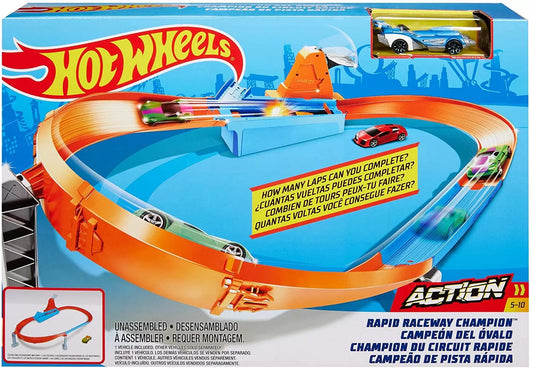 HOT WHEELS CIRCUIT RAPID CU LANSATOR SI MASINUTA EXCLUSIVA, HOT WHEELS - ACTION