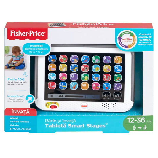 TABLETA EDUCATIVA CU 3 NIVELURI DE DEZVOLTARE LIMBA ROMANA FISHER PRICE, FISHER PRICE - RADE SI INVATA