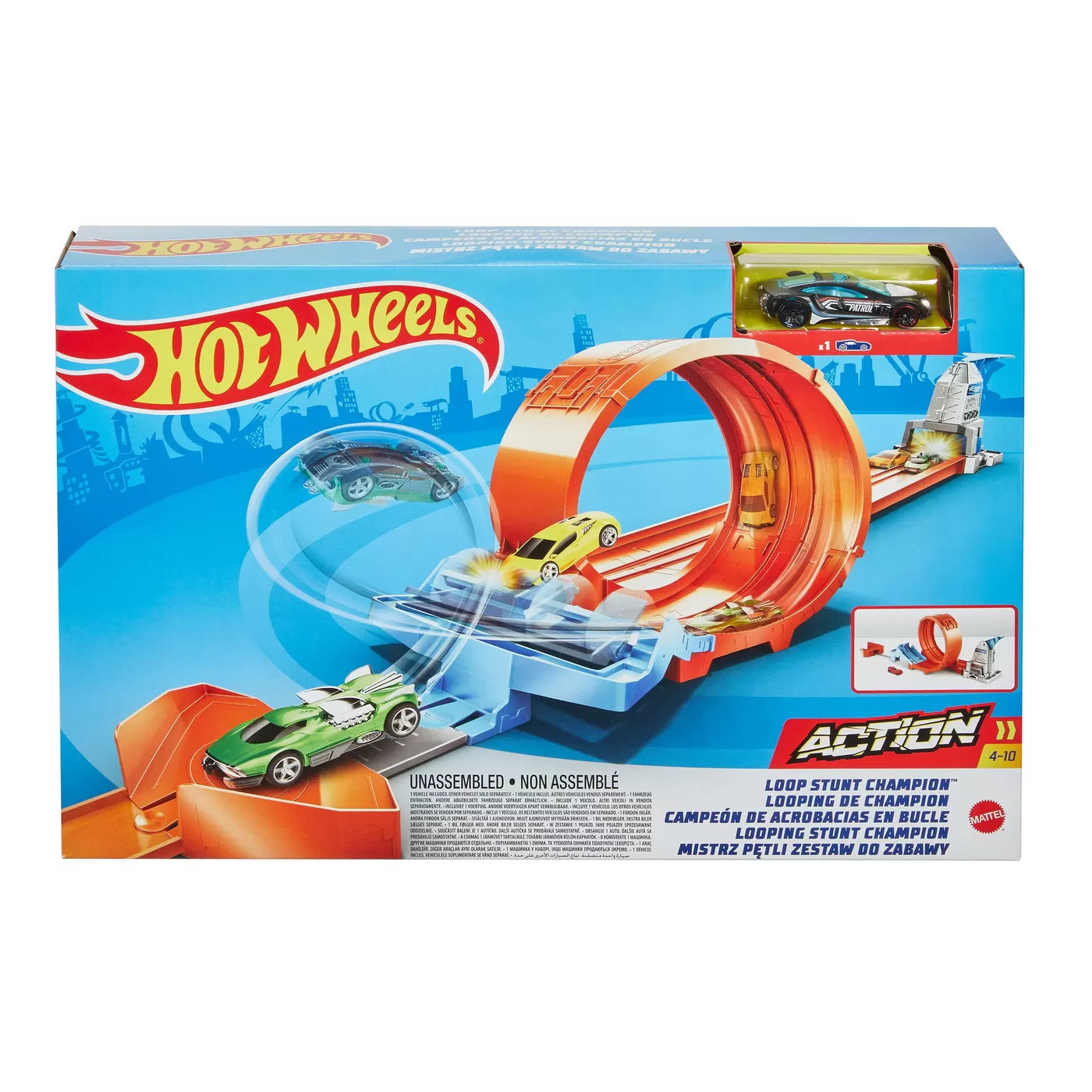 HOT WHEELS CIRCUIT RAPID CU LANSATOR PENTRU CASCADORII SI MASINUTA EXCLUSIVA, HOT WHEELS - ACTION