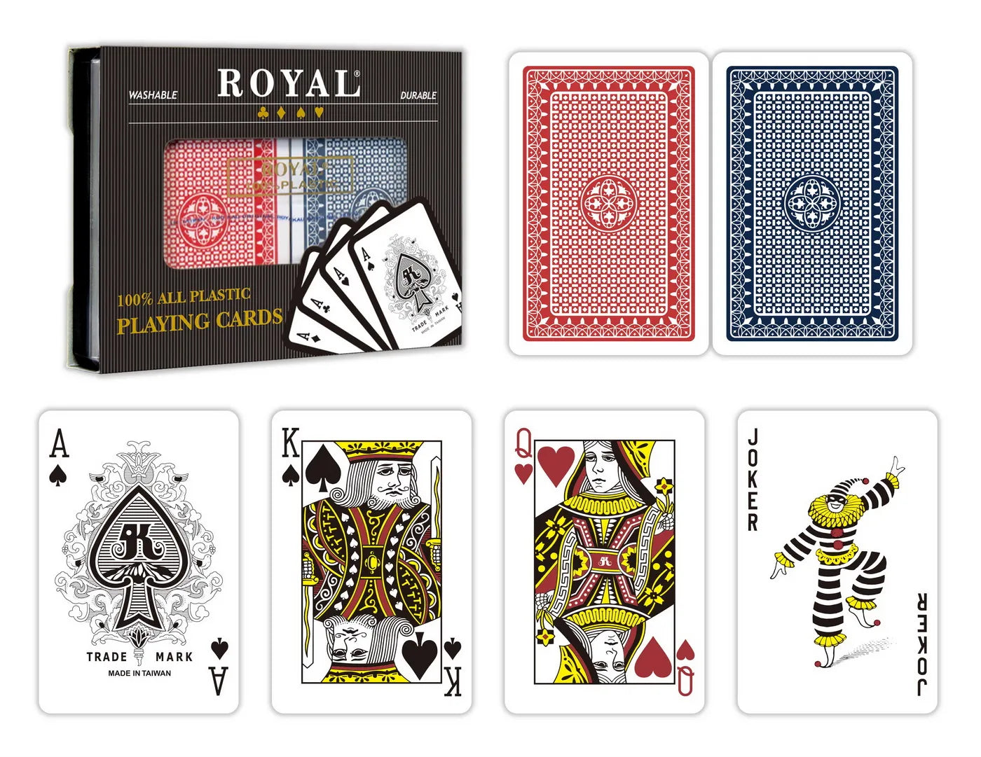 SET 2 PACHETE CARTI ROYAL CANASTA POKER DIN PLASTIC, ACCESORII