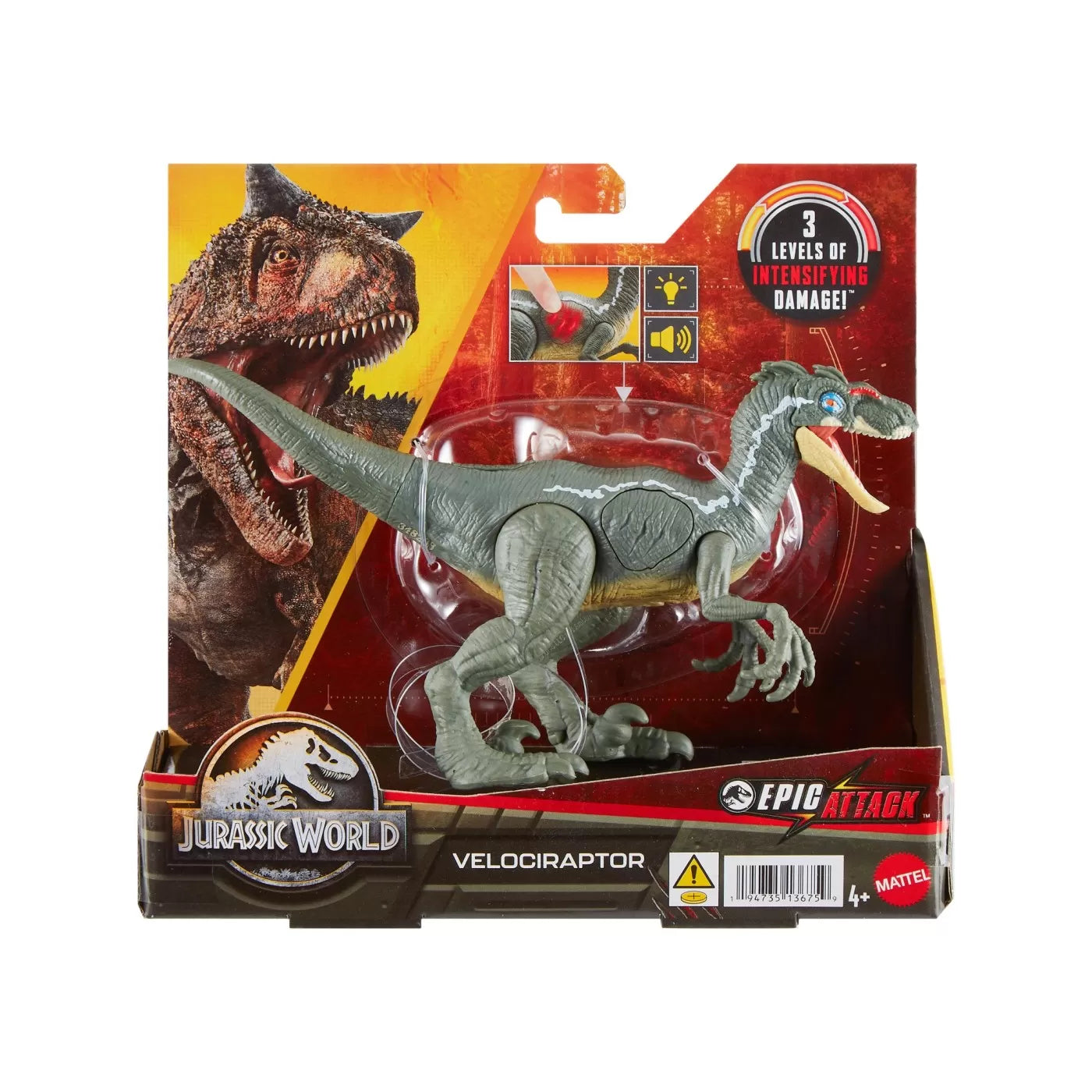 JURASSIC WORLD EPIC ATTACK DINOZAUR VELOCIRAPTOR, JURASSIC WORLD