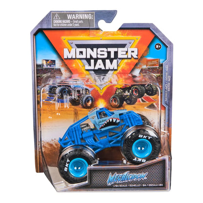 MONSTER JAM MASINUTA METALICA MEGALODON ALBASTRU SCARA 1 LA 64, MONSTER JAM