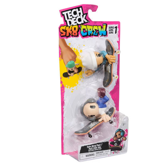 TECH DECK SK8 CREW PACHET 2 SETURI PLITA SI FIGURINA 9.6CM CASCA ALBA SI CASTI GRI, TECH DECK