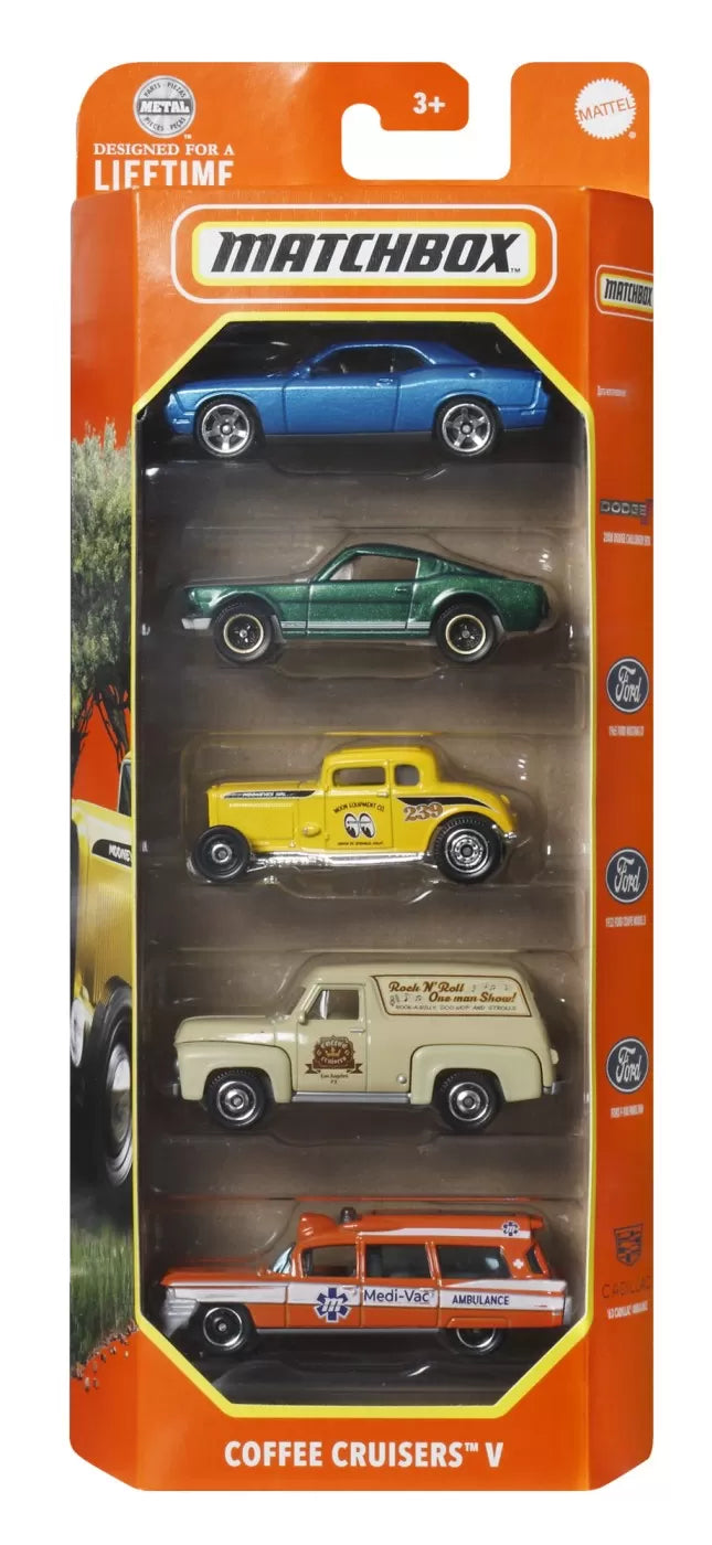 MATCHBOX SET 5 MASINUTE METALICE COFFEE CRUISERS V SCARA 1:64, MATCHBOX