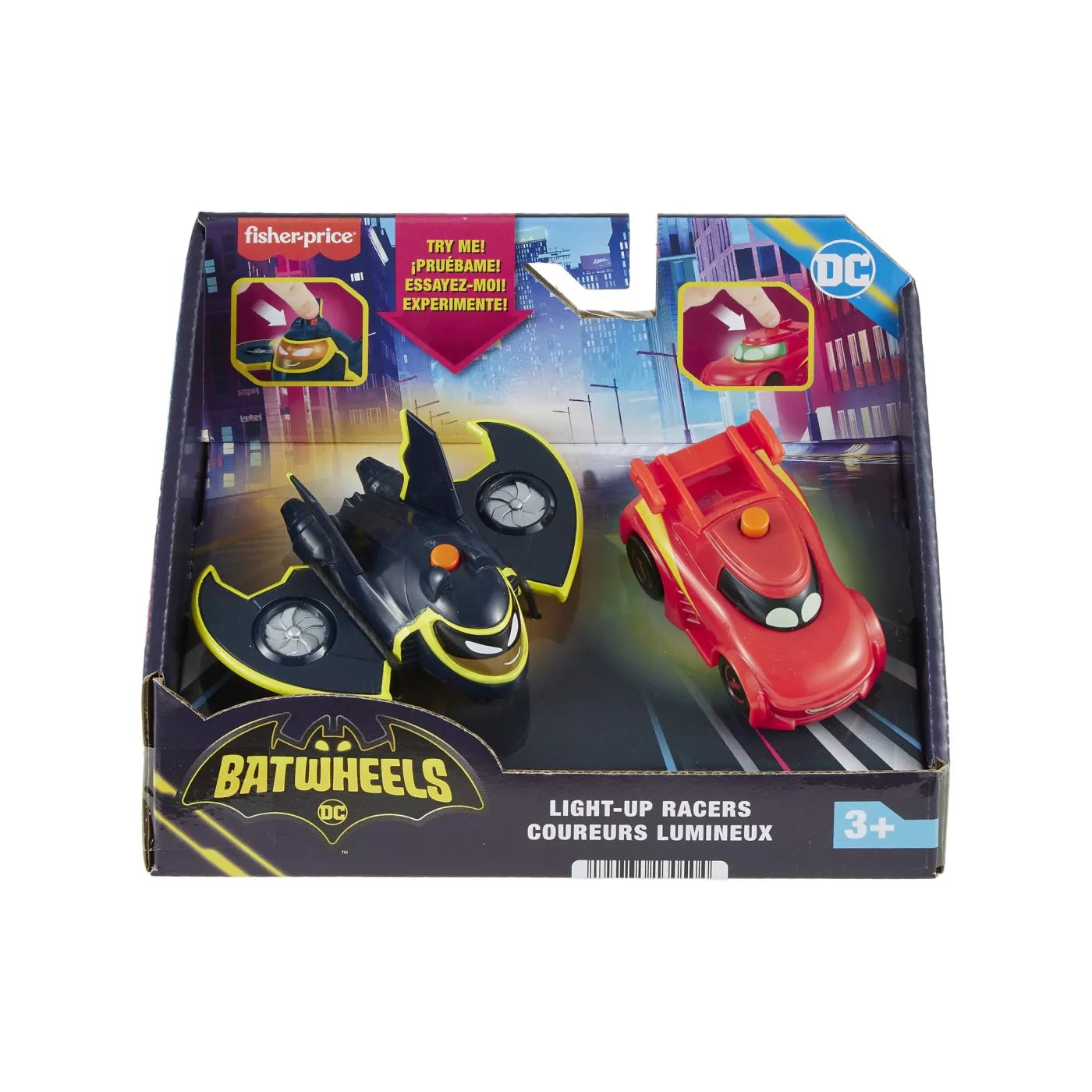 FISHER PRICE BATWHEELS SET 2 MASINUTE CU LUMINI REDBIRD SI BATWING SCARA 1:55, FISHER PRICE - BATWHEELS