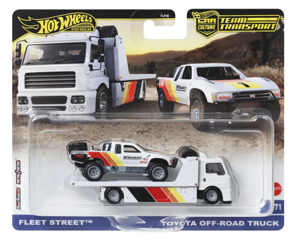 HOT WHEELS TRANSPORTATOR FLEET STREET CU MASINUTA TOYOTA OFF ROAD TRUCK SCARA 1:64, HOT WHEELS - VEHICULE