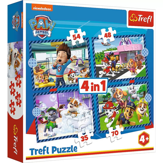 PUZZLE TREFL 4IN1 PATRULA CATELUSILOR ACTIVITATILE ZILNICE ALE ECHIPEI, TREFL 4IN1