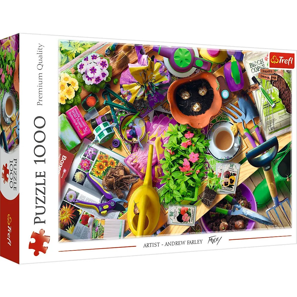 PUZZLE TREFL 1000 ARANJAREA GRADINII ARTIST ANDREW FARLEY, TREFL 1000P
