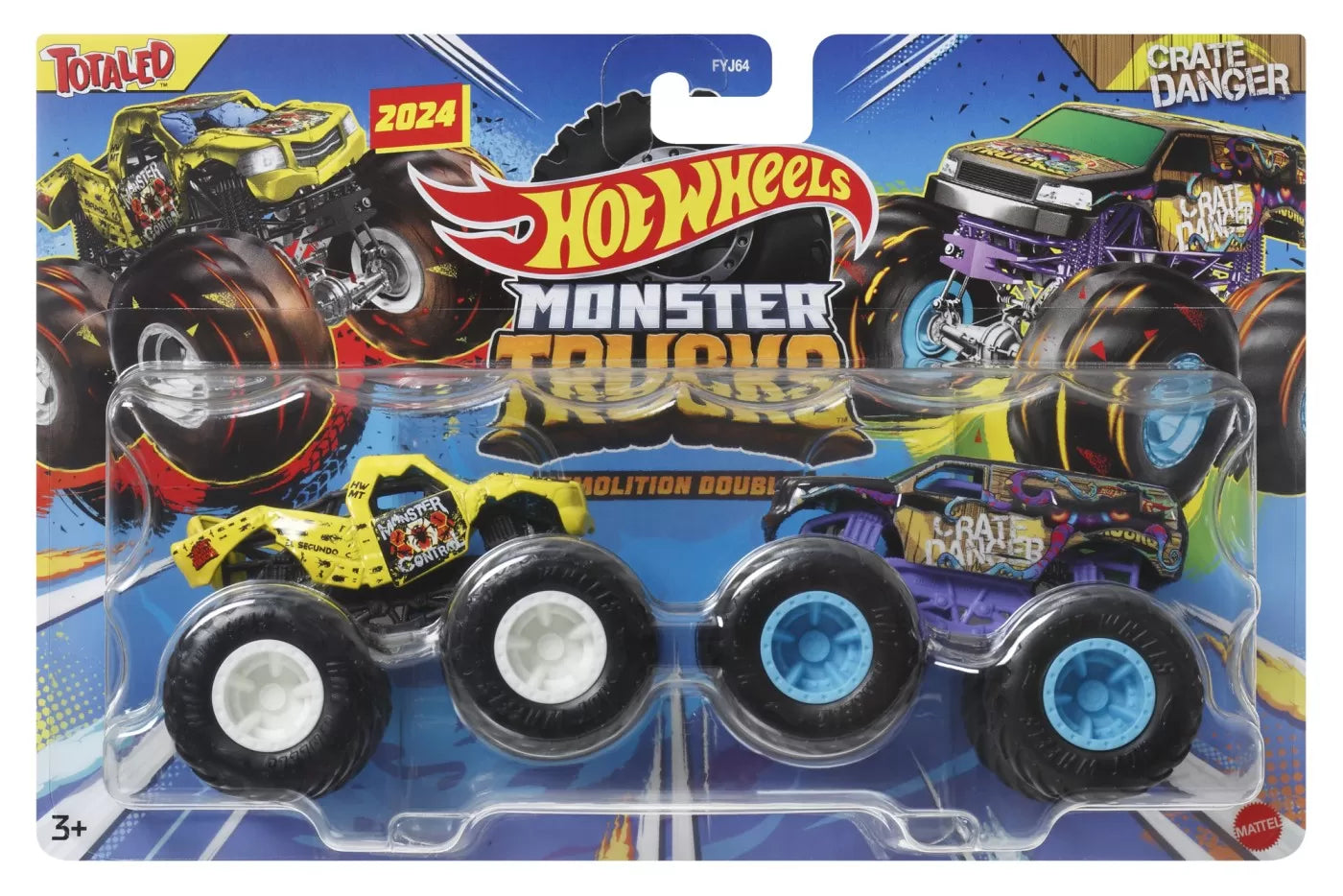 HOT WHEELS MONSTER TRUCK SET 2 MASINI TOTALED SI CRATE DANGER SCARA 1 LA 64 , HOT WHEELS - MONSTER TRUCK