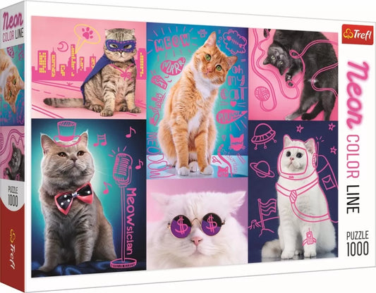 PUZZLE TREFL 1000 SUPER PISICI NEON, TREFL 1000P