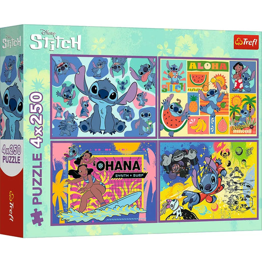PUZZLE TREFL 4X250 DISNEY UIMITORUL STITCH, TREFL 4X250