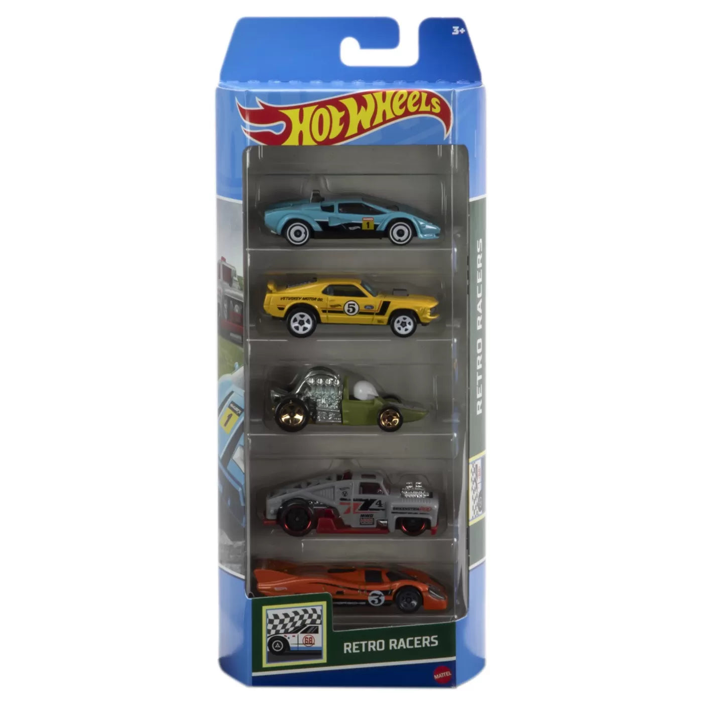 SET 5 MASINI HOT WHEELS CU DESIGN RETRO RACERS, HOT WHEELS - VEHICULE