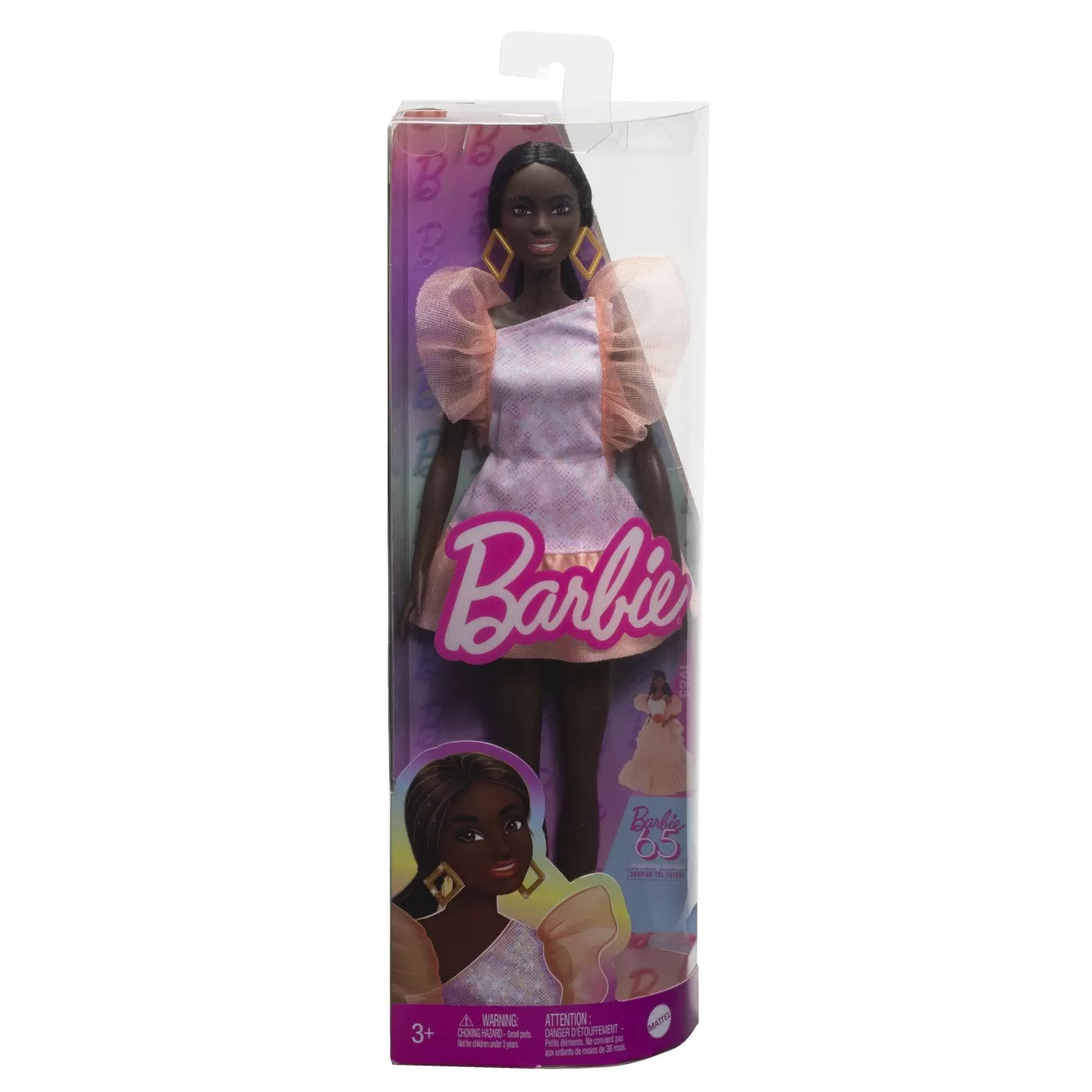 PAPUSA BARBIE FASHIONISTA  AFRO-AMERICANA CU ROCHIE PEACH, BARBIE - FASHIONISTAS