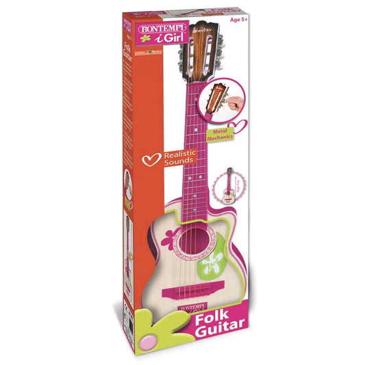 BONTEMPI CHITARA DE LEMN CU 6 CORZI ROZ, BONTEMPI