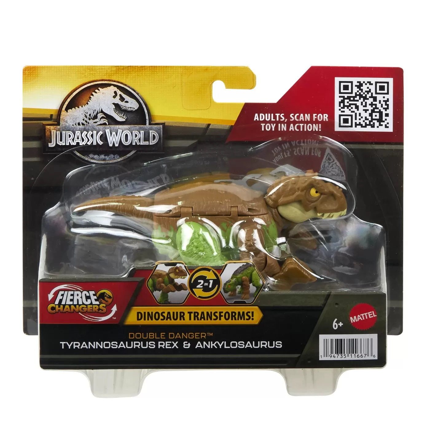JURASSIC WORLD FIERCE CHANGERS DOUBLE DANGER DINOZAUR TRANSFORMABIL TYRANNOSAURUS REX SI ANKYLOSAURUS MARO, JURASSIC WORLD