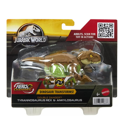JURASSIC WORLD FIERCE CHANGERS DOUBLE DANGER DINOZAUR TRANSFORMABIL TYRANNOSAURUS REX SI ANKYLOSAURUS MARO, JURASSIC WORLD